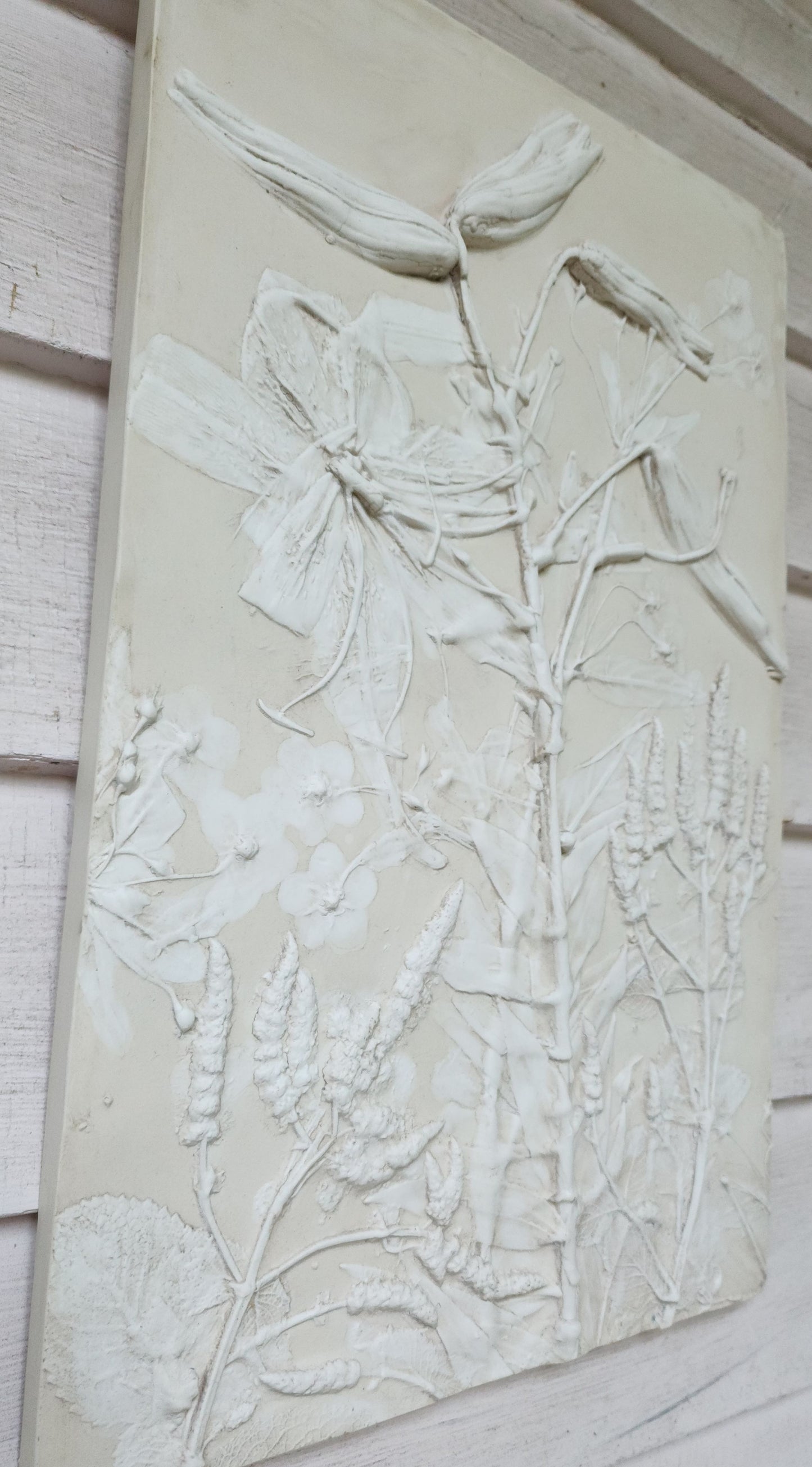 Plaster Botanical Bas Relief Artwork