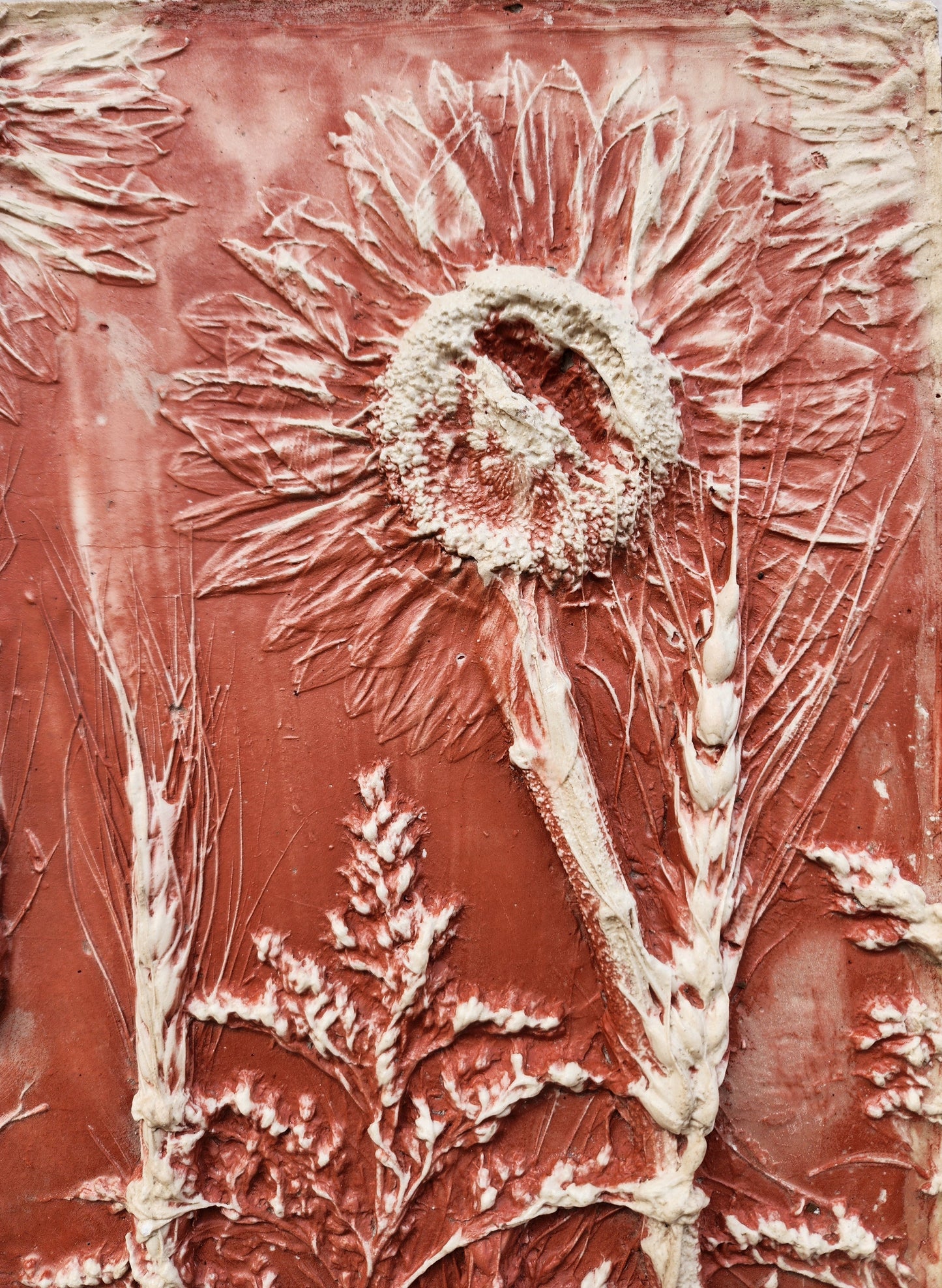 Plaster Botanical Bas Relief Artwork