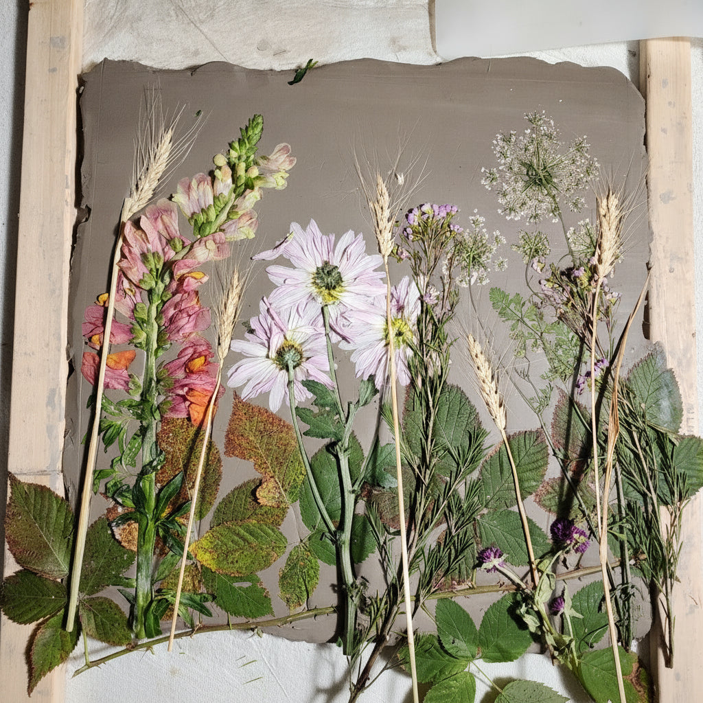 Plaster Botanical Bas Relief Artwork - Oat Dark