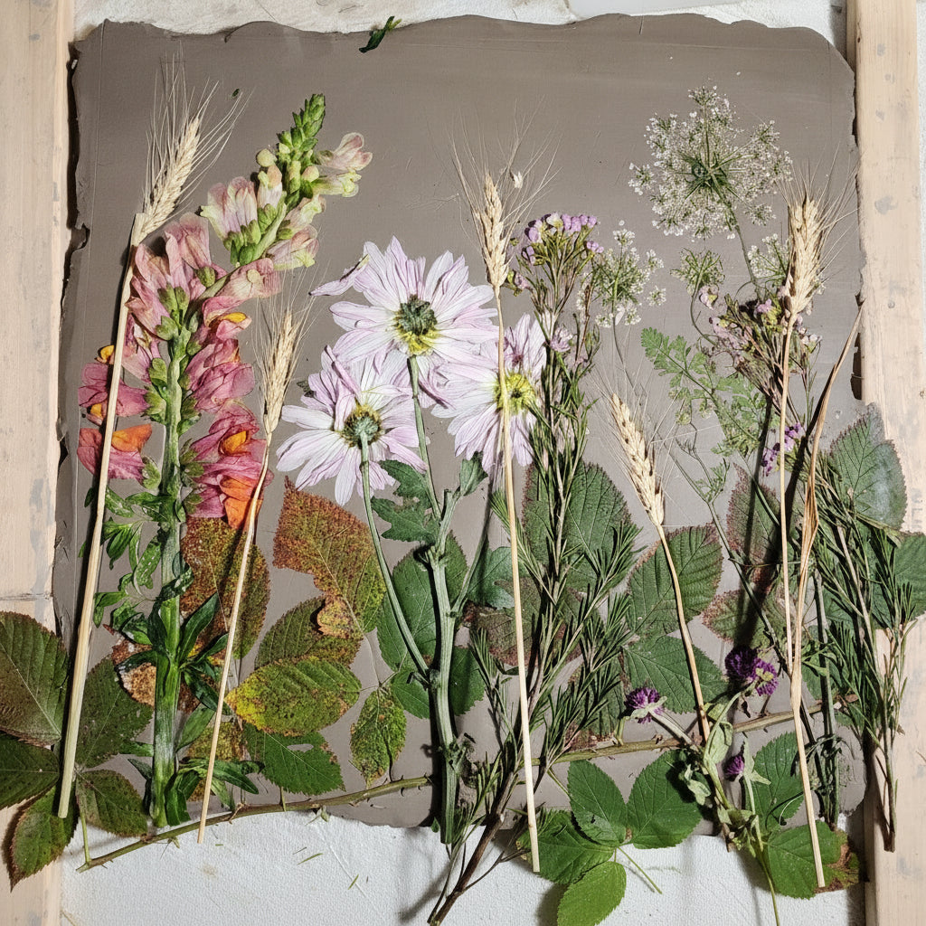 Plaster Botanical Bas Relief Artwork - Oat Light