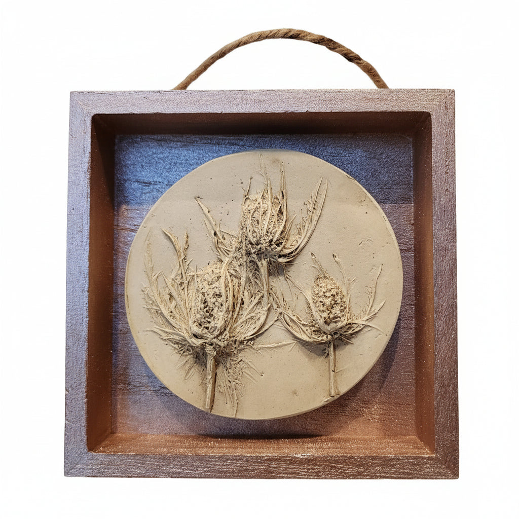 Plaster Botanical Bas Relief Artwork