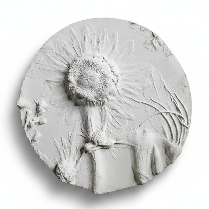 Concrete Botanical Bas Relief Artwork