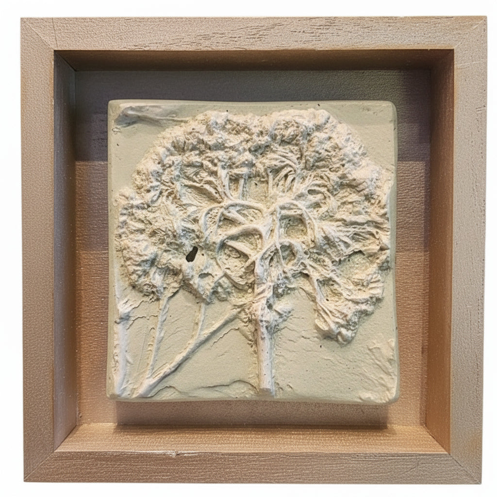 Plaster Botanical Bas Relief Artwork