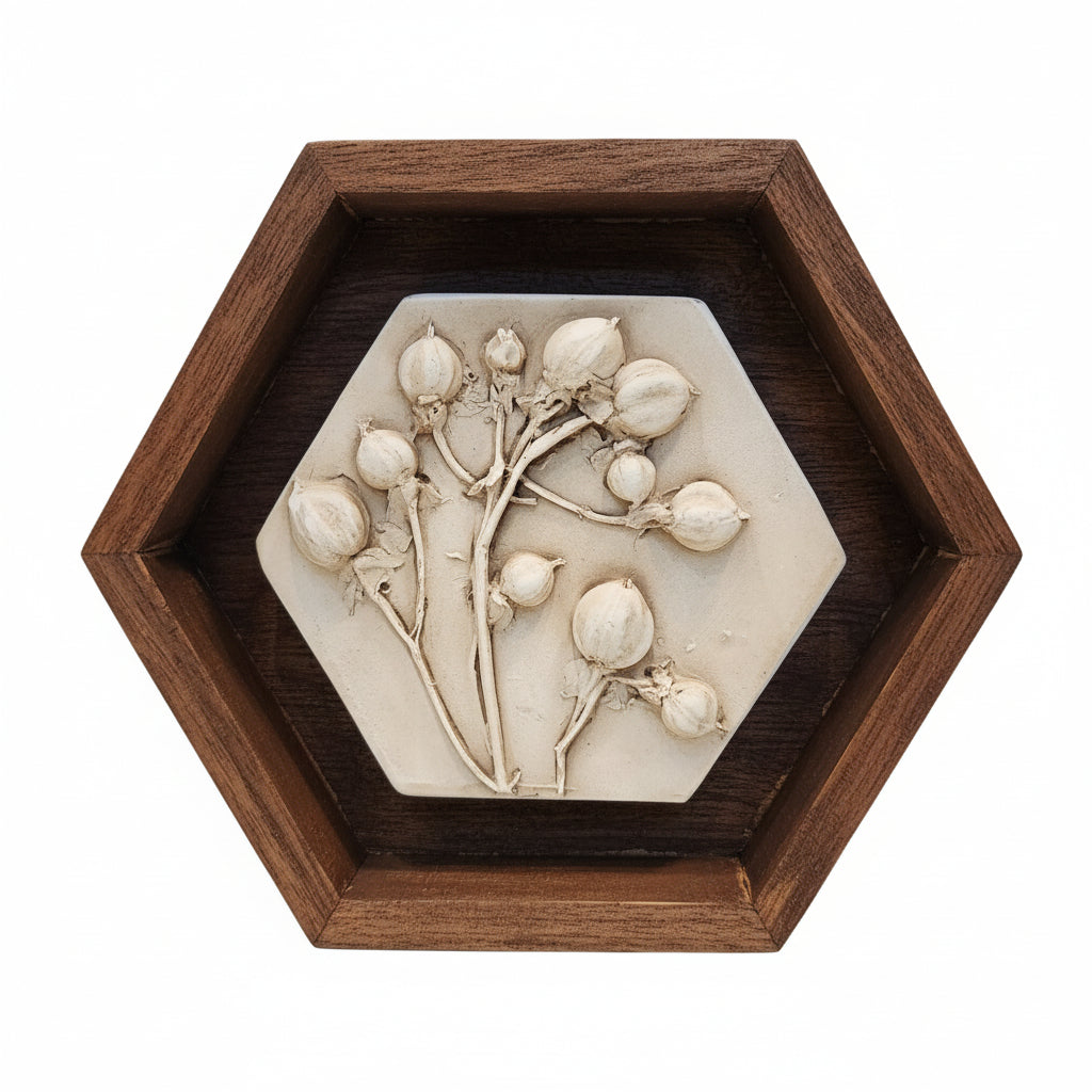 Plaster Botanical Bas Relief Artwork