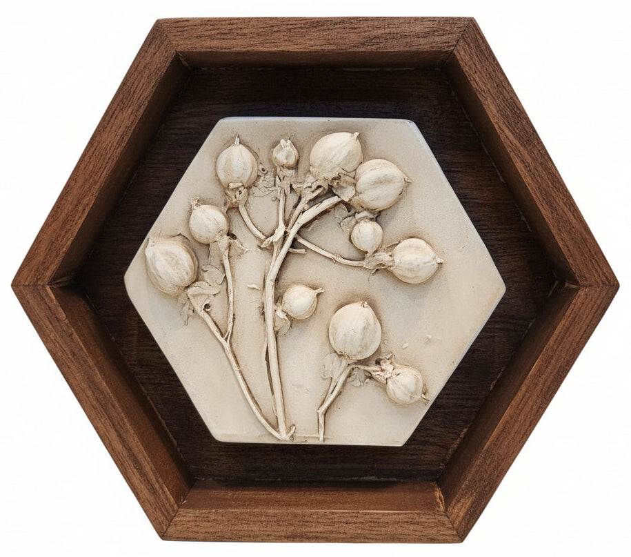 Plaster Botanical Bas Relief Artwork