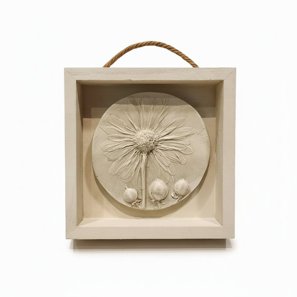 Plaster Botanical Bas Relief Artwork