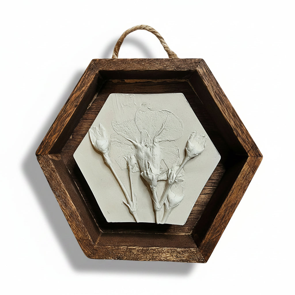 Concrete Botanical Bas Relief Artwork
