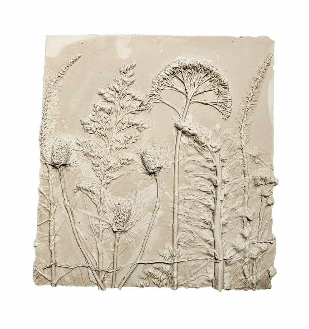 Plaster Botanical Bas Relief Artwork