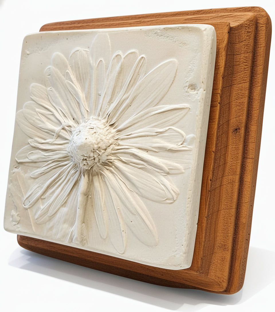 Plaster Botanical Bas Relief Artwork