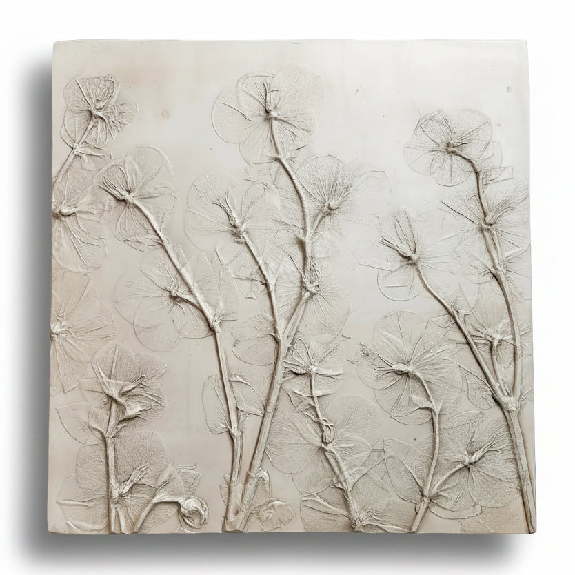 Plaster Botanical Bas Relief Artwork