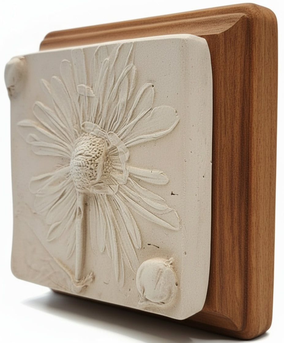 Plaster Botanical Bas Relief Artwork