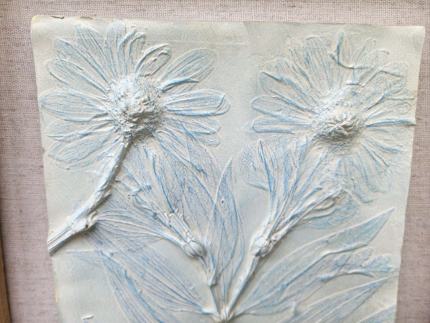Plaster Botanical Bas Relief Artwork