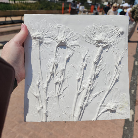 Plaster Botanical Bas Relief Artwork