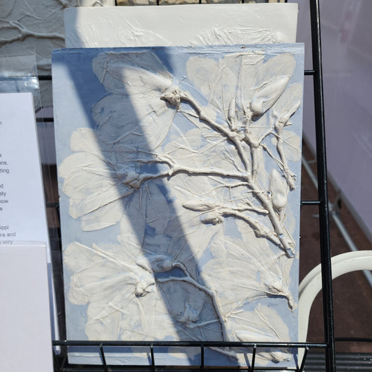 Plaster Botanical Bas Relief Artwork