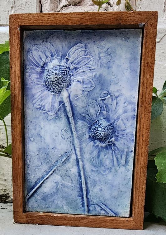 Plaster Botanical Bas Relief Artwork