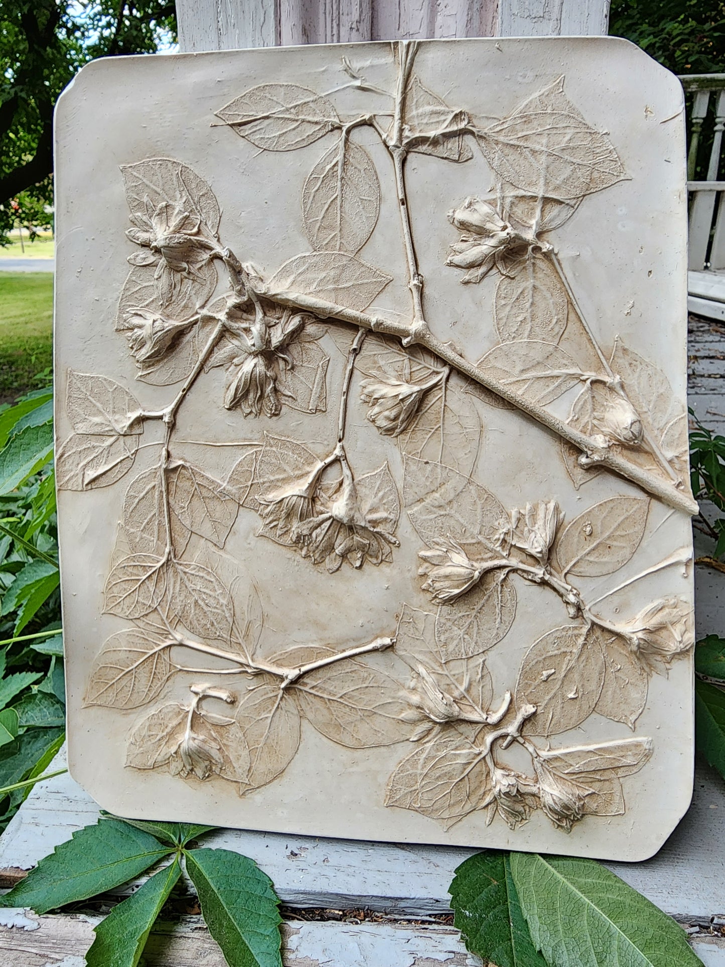 Plaster Botanical Bas Relief Artwork