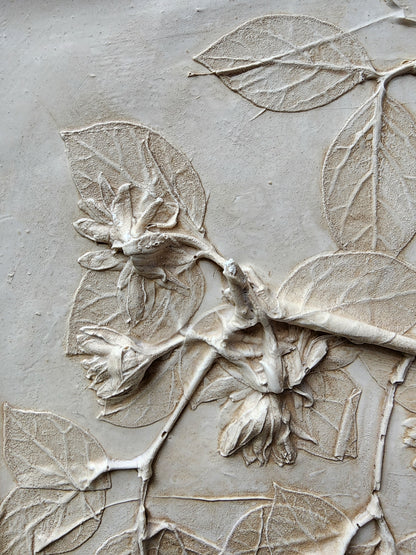 Plaster Botanical Bas Relief Artwork