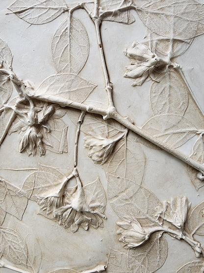 Plaster Botanical Bas Relief Artwork