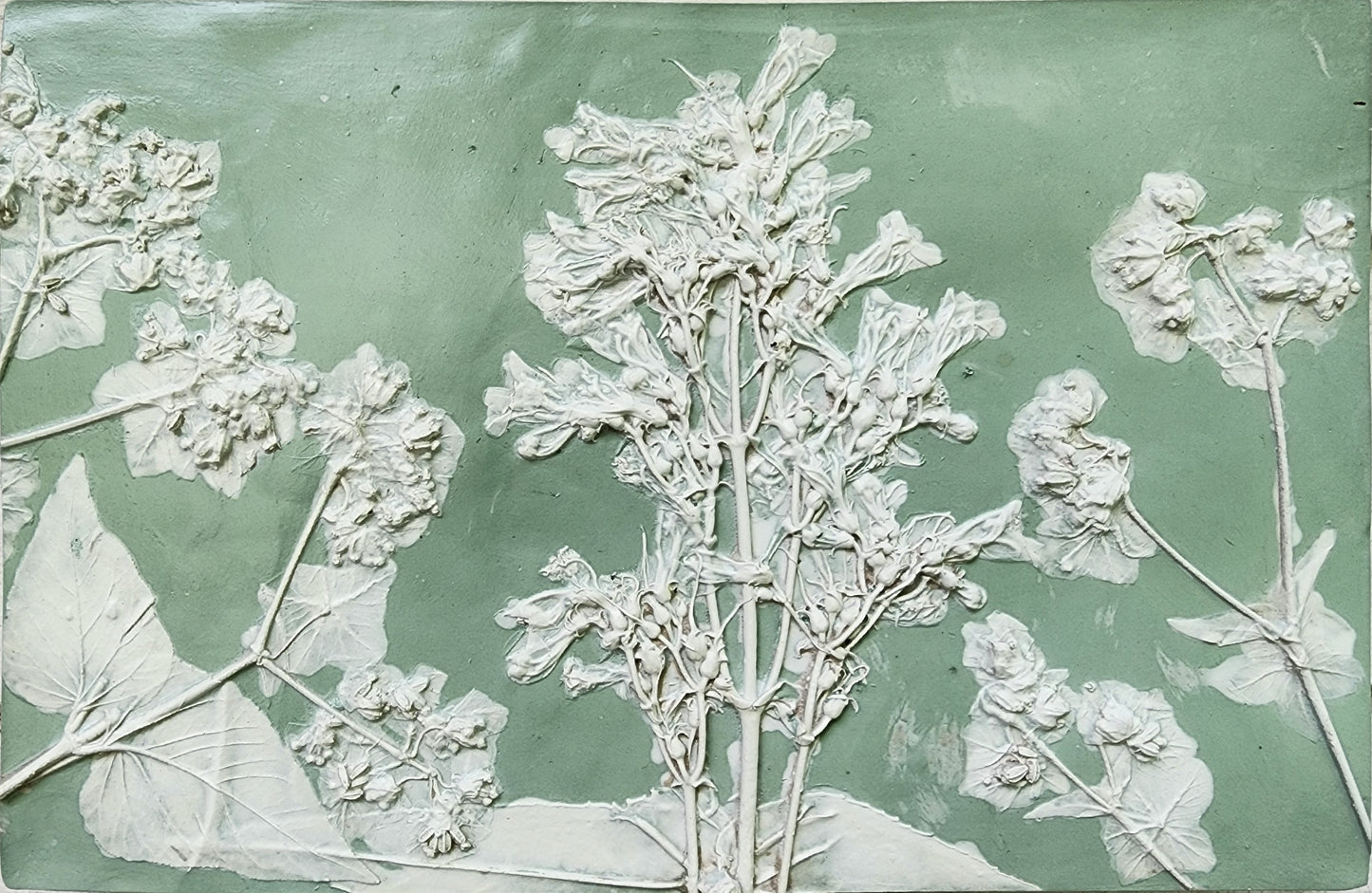 Plaster Botanical Bas Relief Artwork