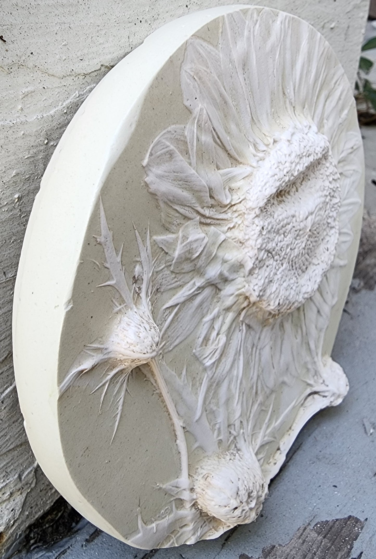 Plaster Botanical Bas Relief Artwork