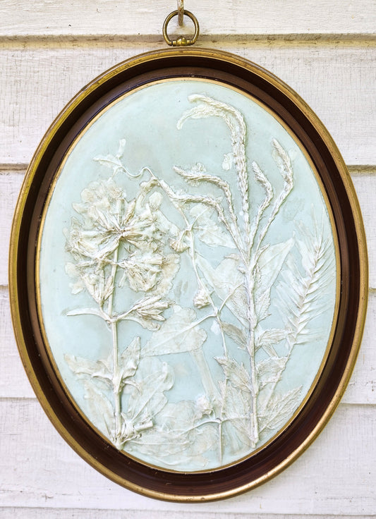 Plaster Botanical Bas Relief Artwork