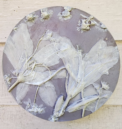 Plaster Botanical Bas Relief Artwork