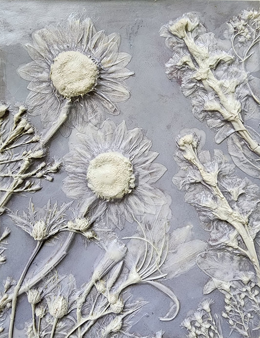 Plaster Botanical Bas Relief Artwork