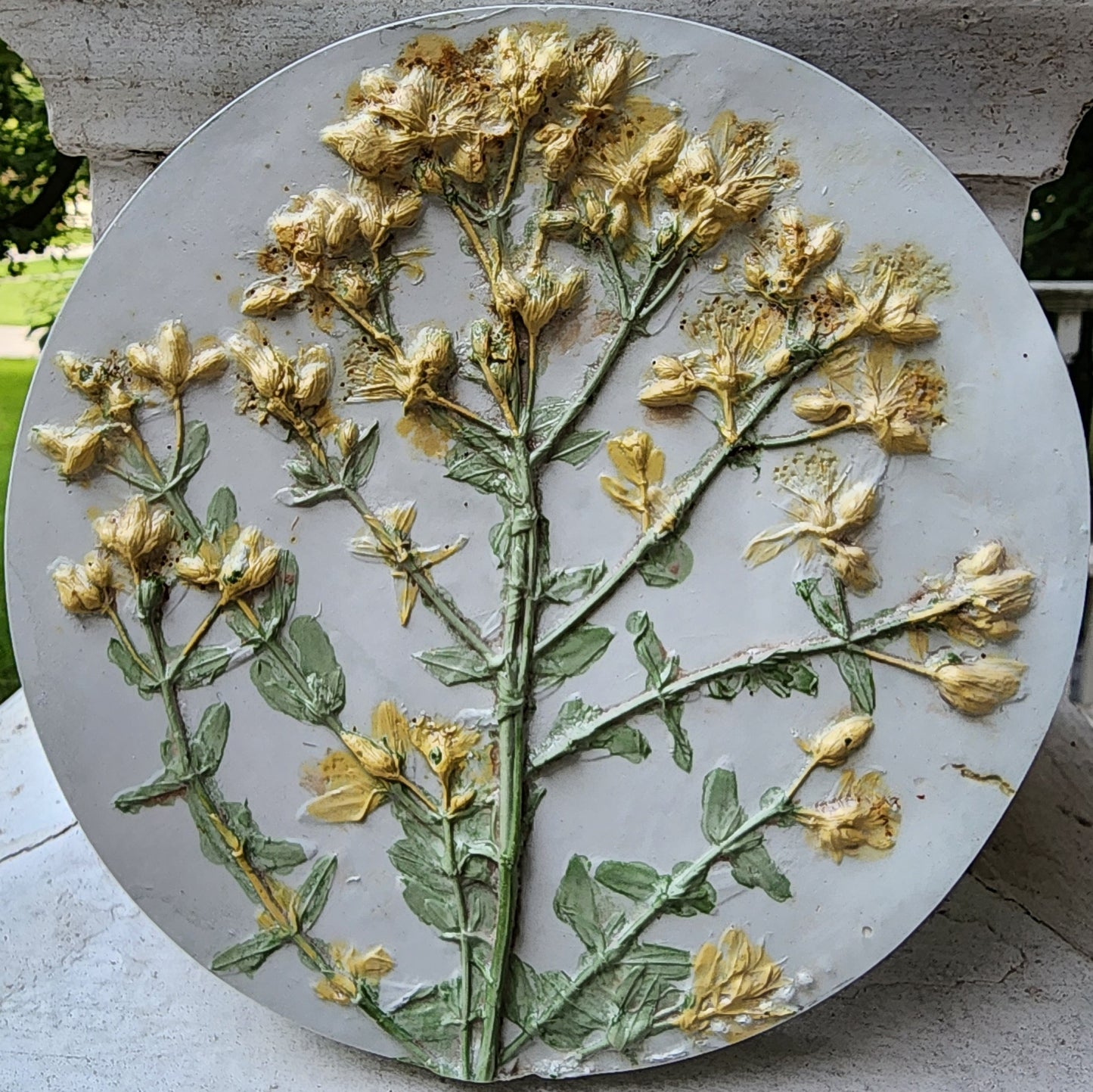 Plaster Botanical Bas Relief Artwork