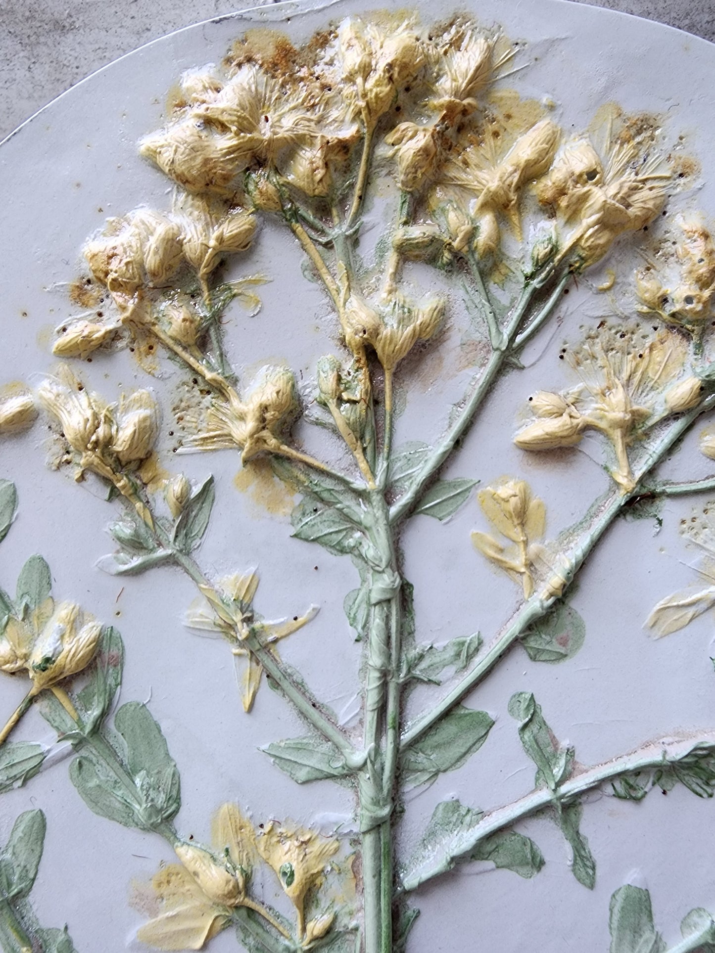 Plaster Botanical Bas Relief Artwork