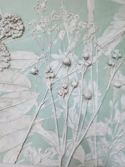 Plaster Botanical Bas Relief Artwork