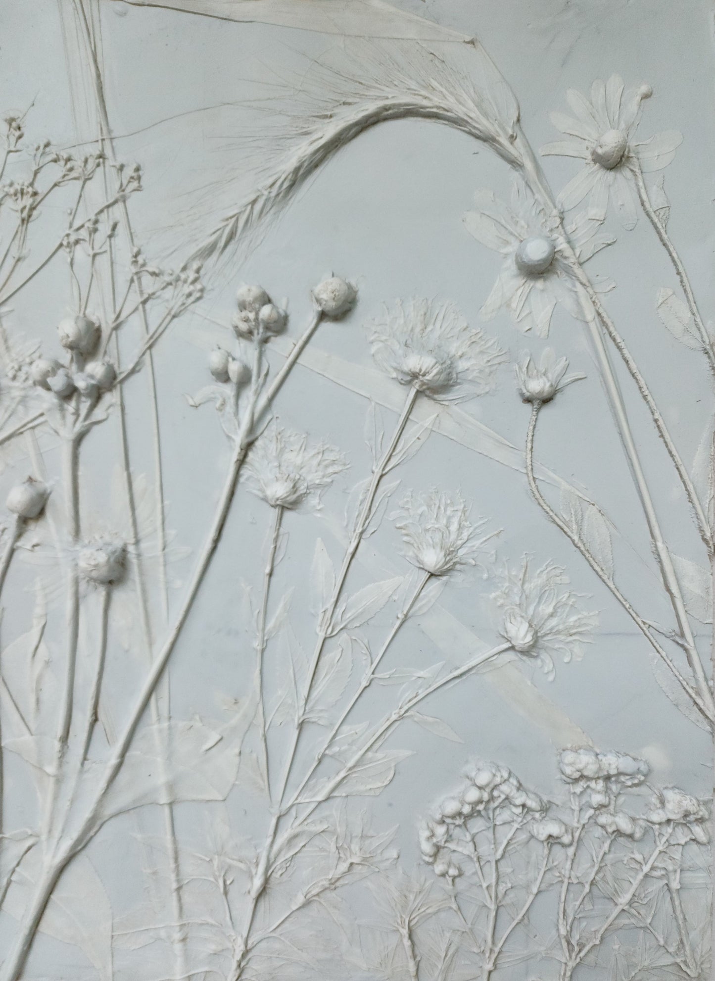 Plaster Botanical Bas Relief Artwork