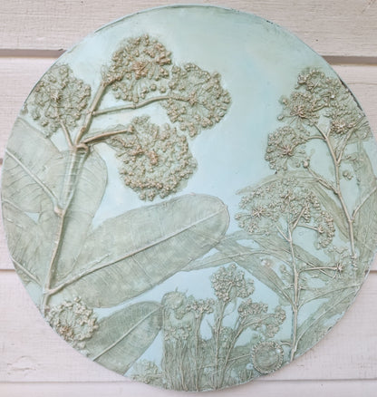 Plaster Botanical Bas Relief Artwork