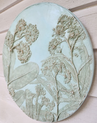 Plaster Botanical Bas Relief Artwork