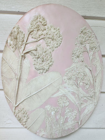 Plaster Botanical Bas Relief Artwork