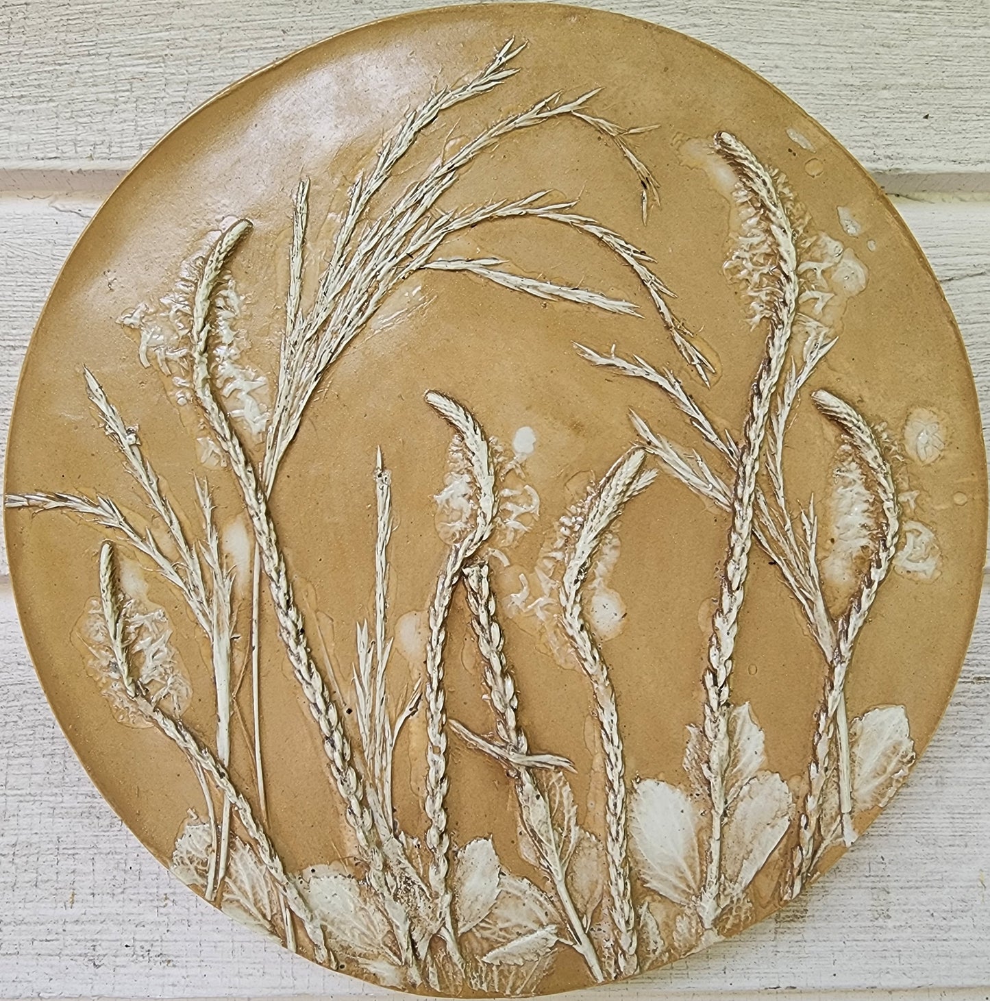 Plaster Botanical Bas Relief Artwork