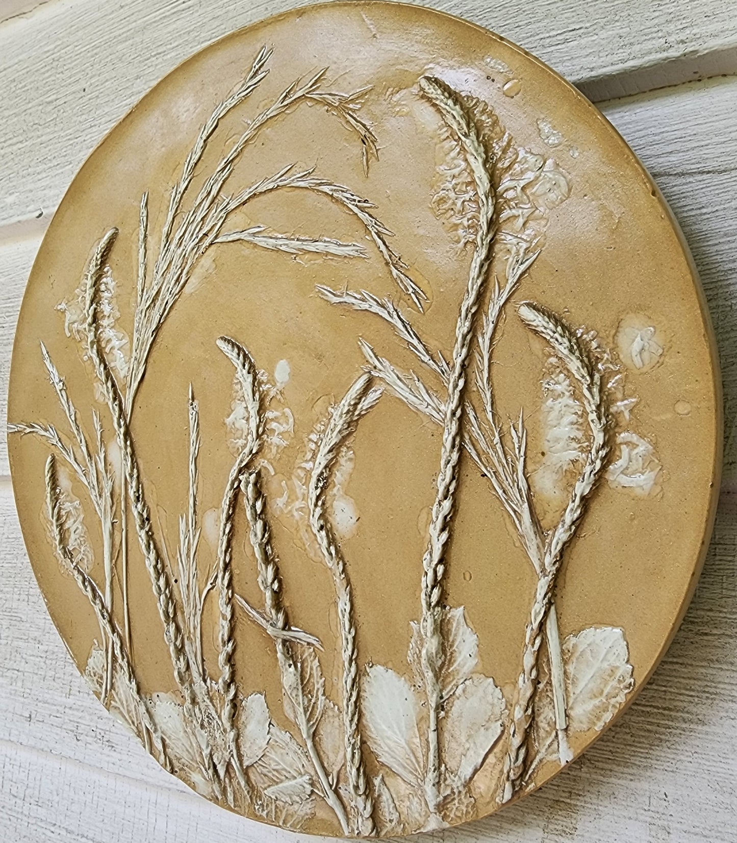 Plaster Botanical Bas Relief Artwork