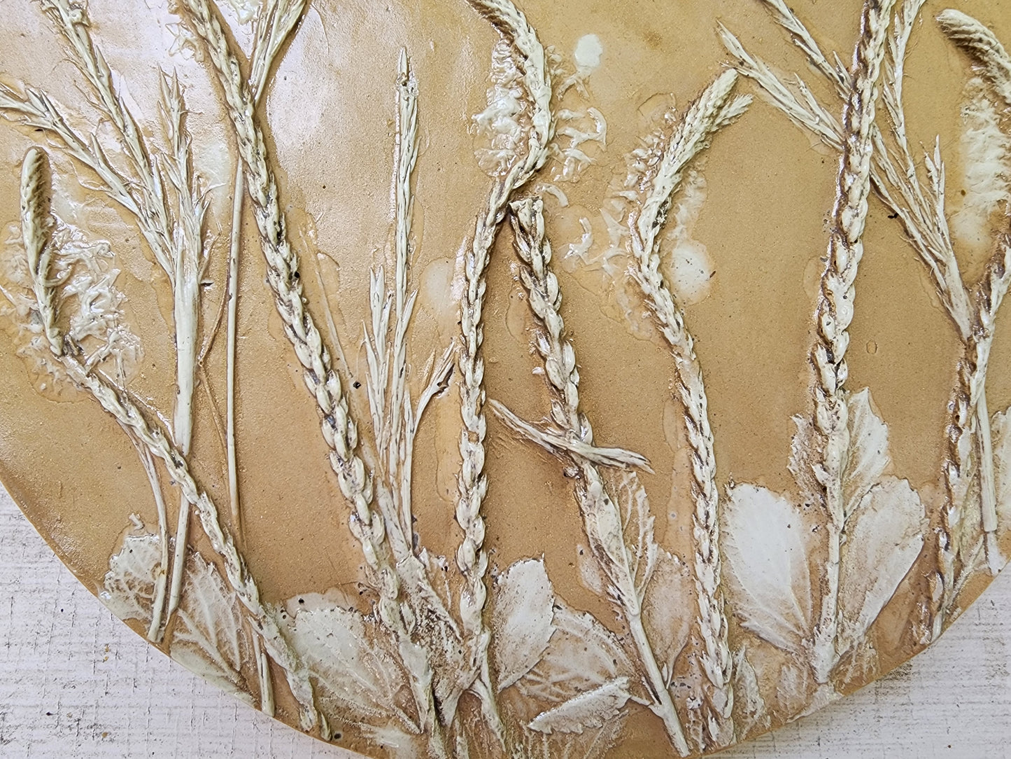 Plaster Botanical Bas Relief Artwork