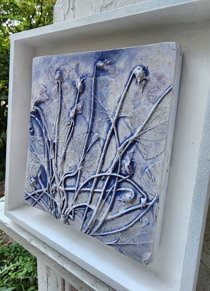 Plaster Botanical Bas Relief Artwork