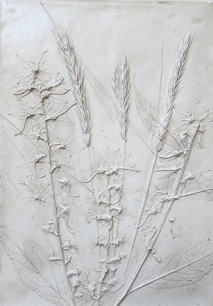 Bas-relief botanique en plâtre