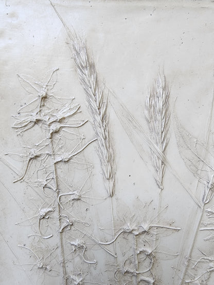 Bas-relief botanique en plâtre