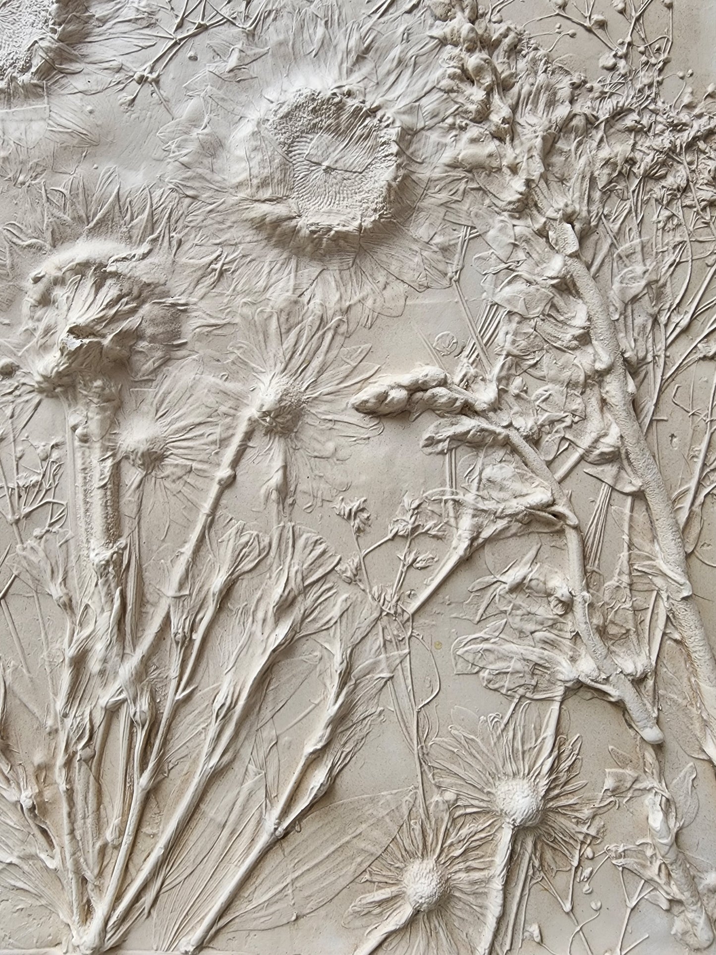 Plaster Botanical Bas Relief Artwork