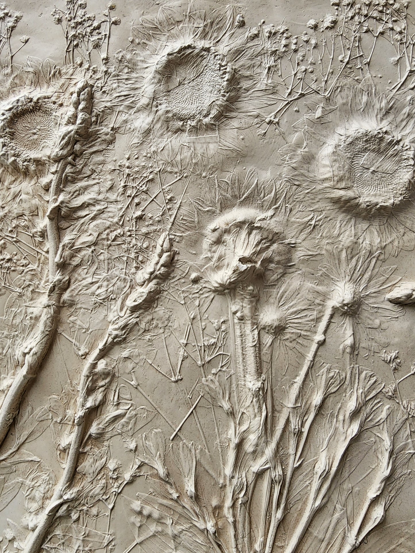 Plaster Botanical Bas Relief Artwork