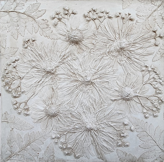 Plaster Botanical Bas Relief Artwork