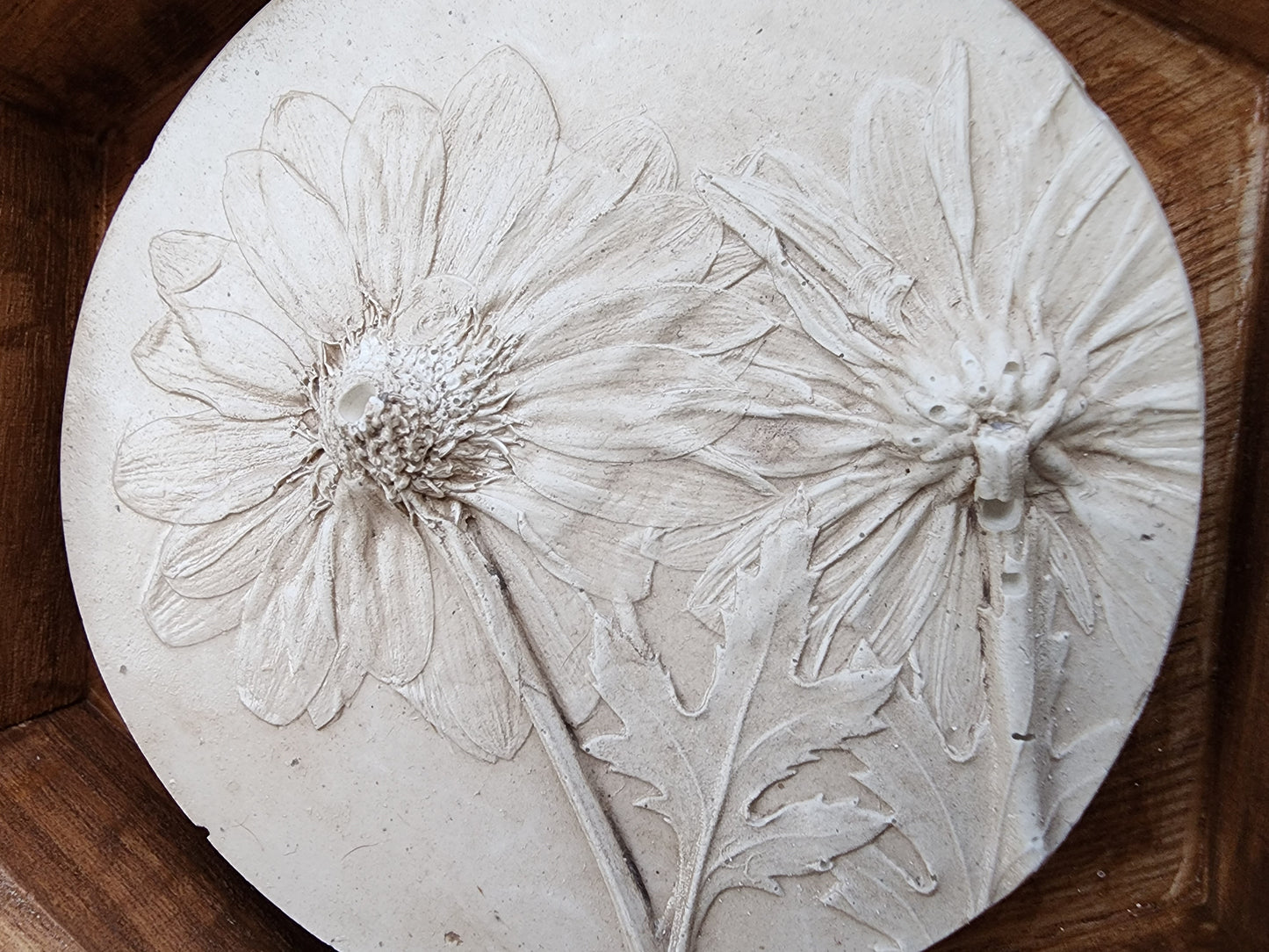 Plaster Botanical Bas Relief Artwork