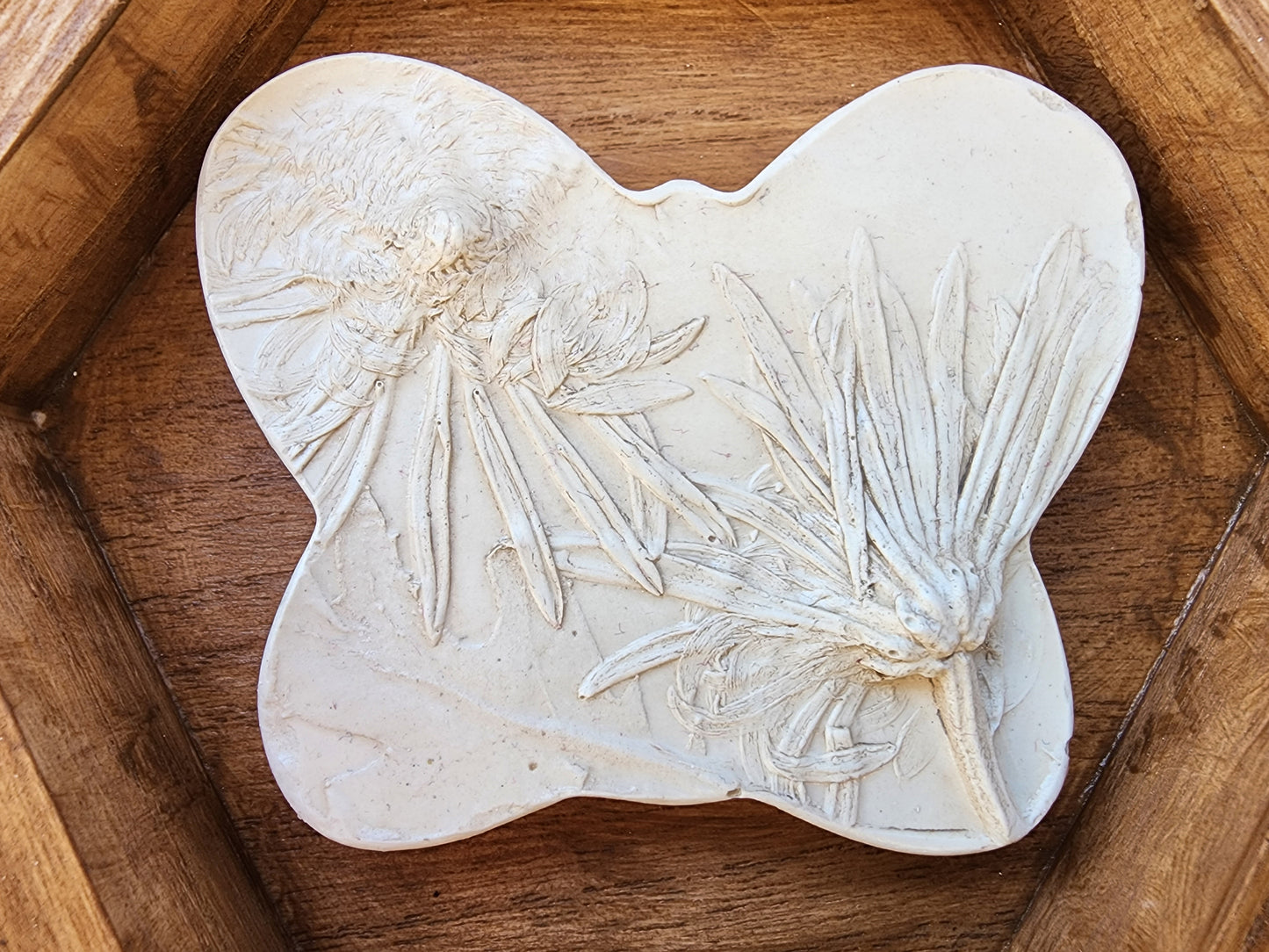 Plaster Botanical Bas Relief Artwork