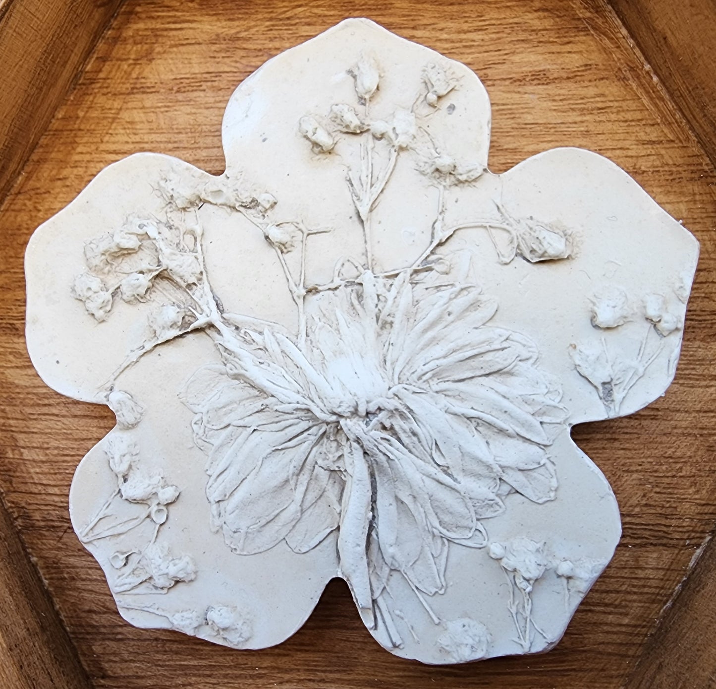 Plaster Botanical Bas Relief Artwork