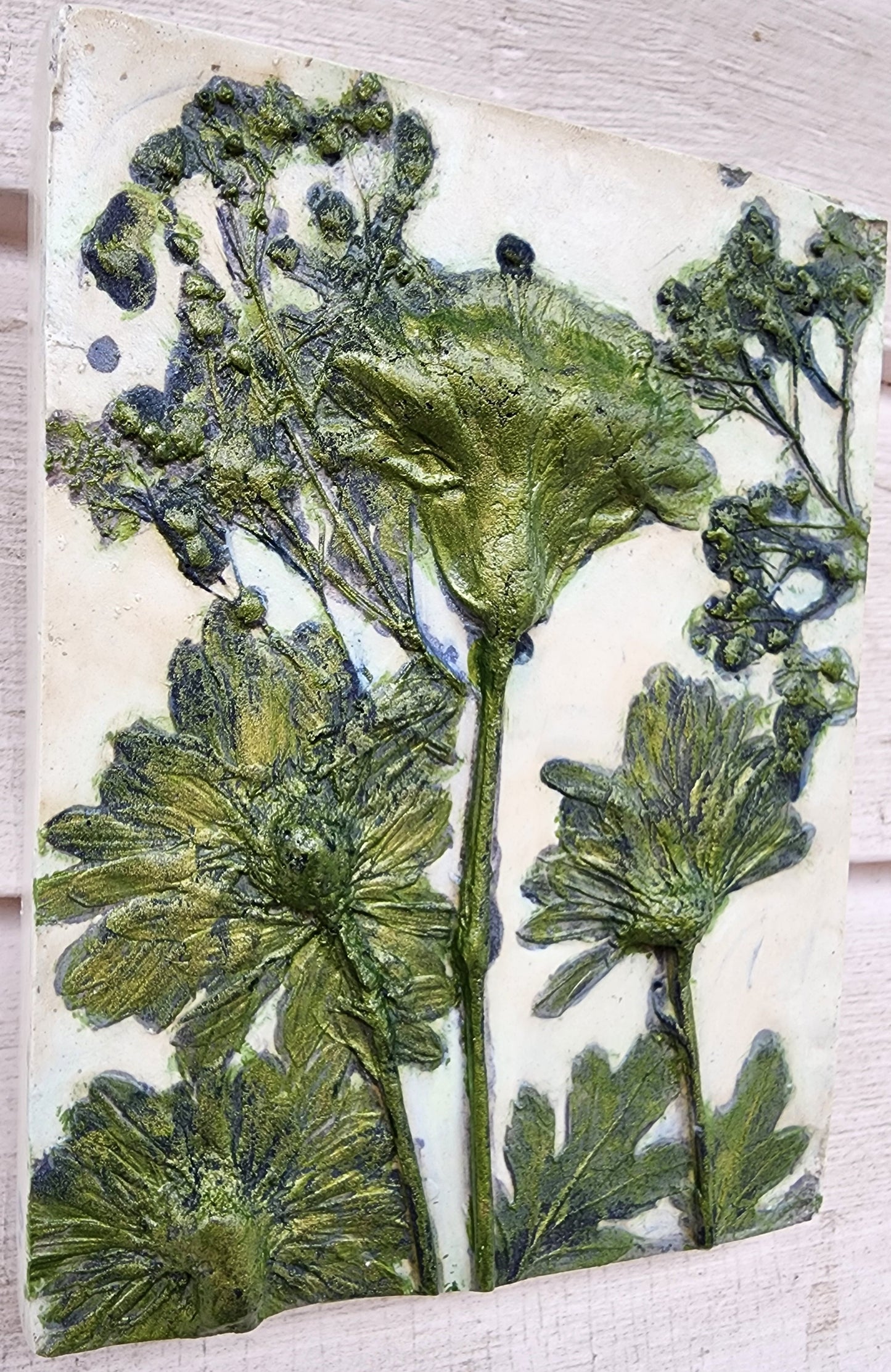 Plaster Botanical Bas Relief Artwork