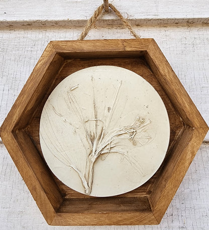 Plaster Botanical Bas Relief Artwork