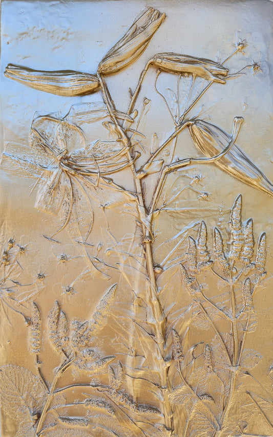 Plaster Botanical Bas Relief Artwork