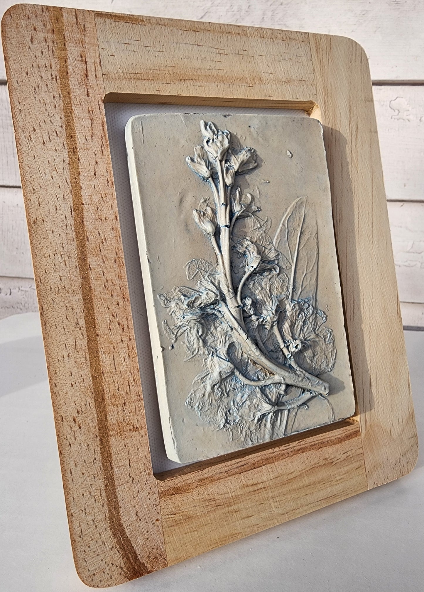 Plaster Botanical Bas Relief Artwork